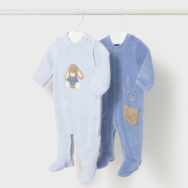 Newborn set of 2 Bunny Rompers With Feet