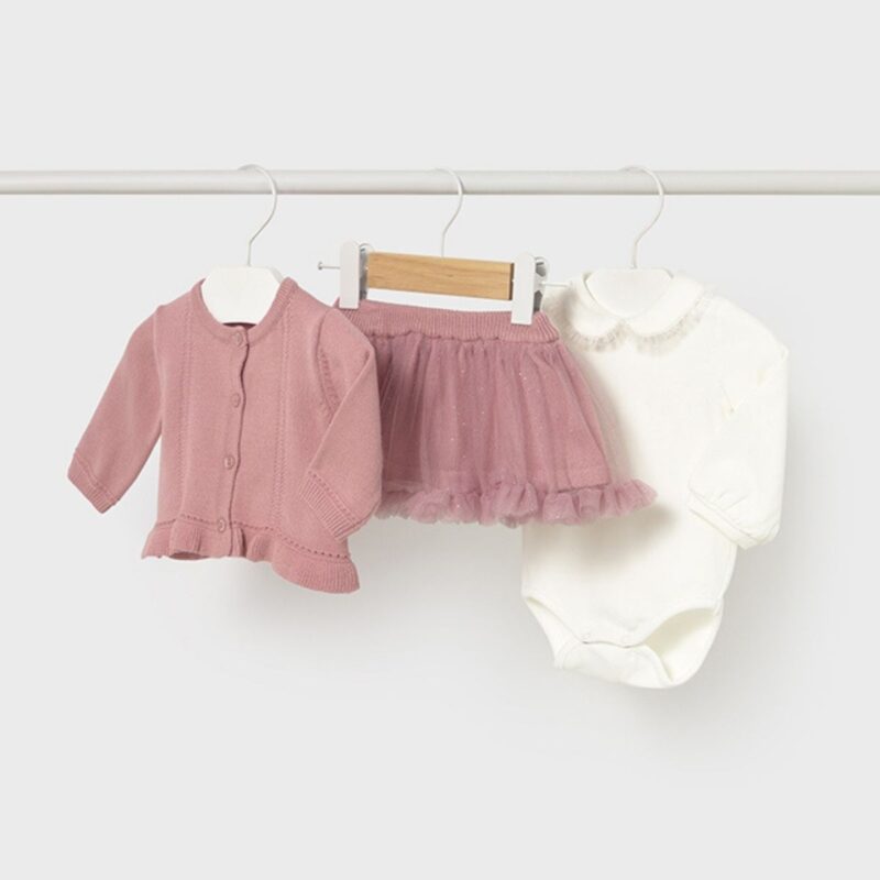 Newborn Pink 3 Piece Skirt Set