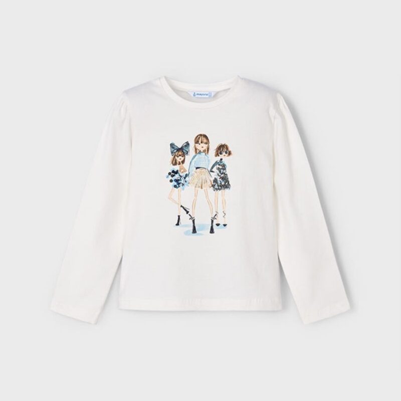 Cream Navy Trio Long Sleeve T-Shirt