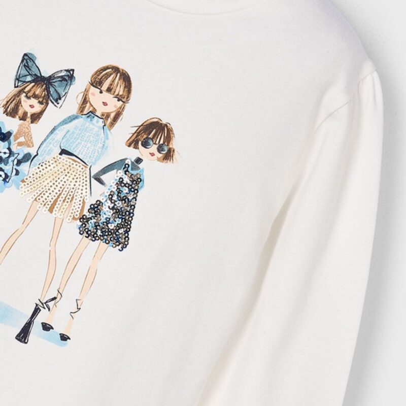 Cream Navy Trio Long Sleeve T-Shirt - Image 3