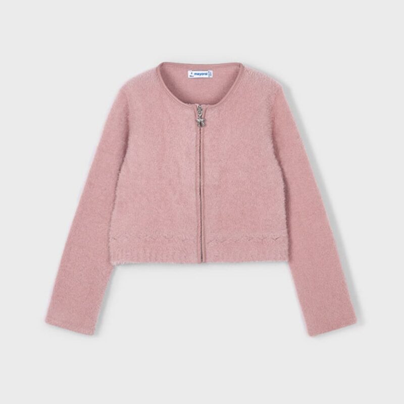 Girls Knitted Faux Fur Cardigan