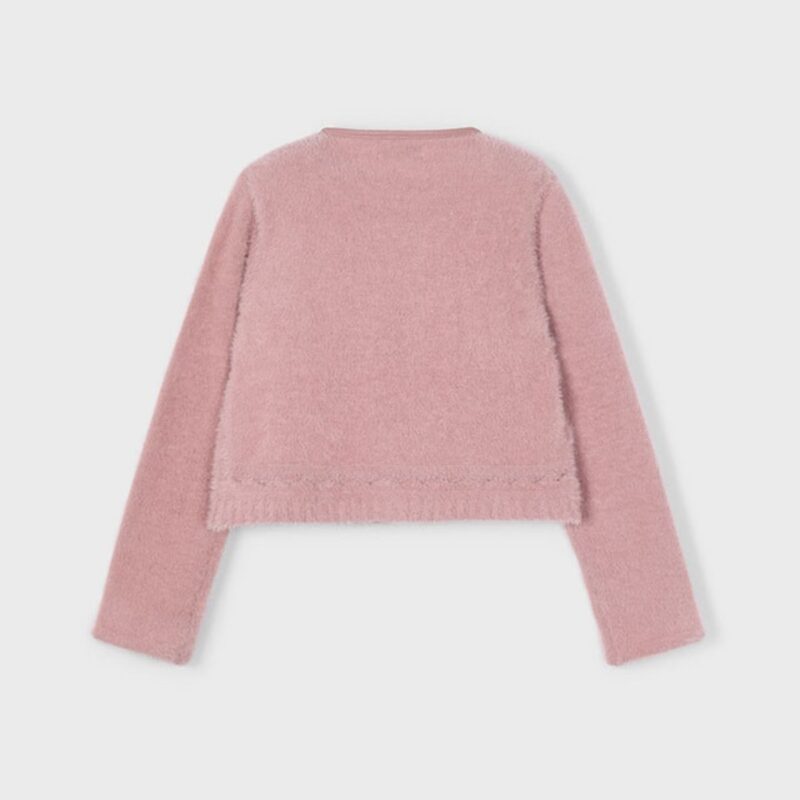 Girls Knitted Faux Fur Cardigan - Image 2