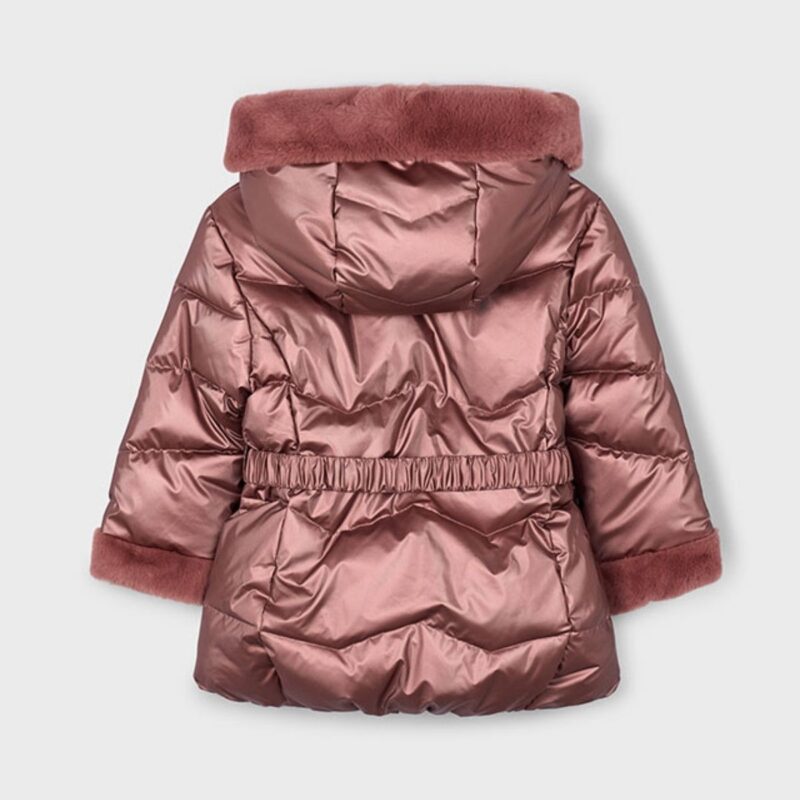 Girls Belted Metallic Coat - Image 2