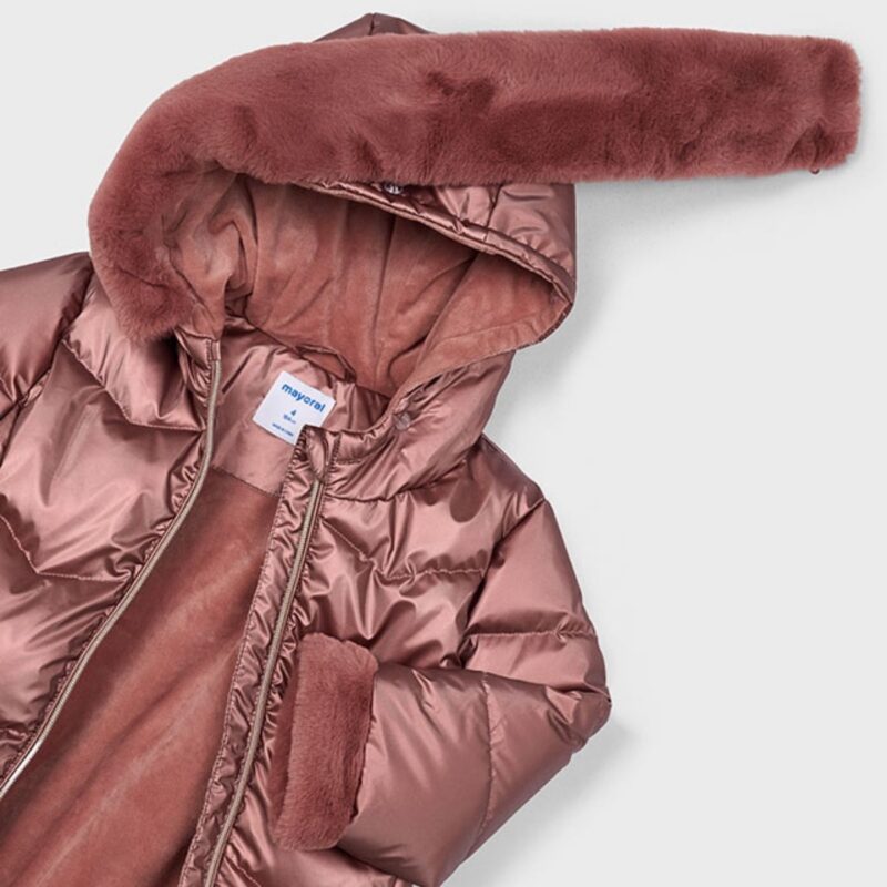 Girls Belted Metallic Coat - Image 3