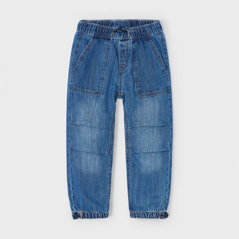 Boys Denim Blue Parachute Trousers