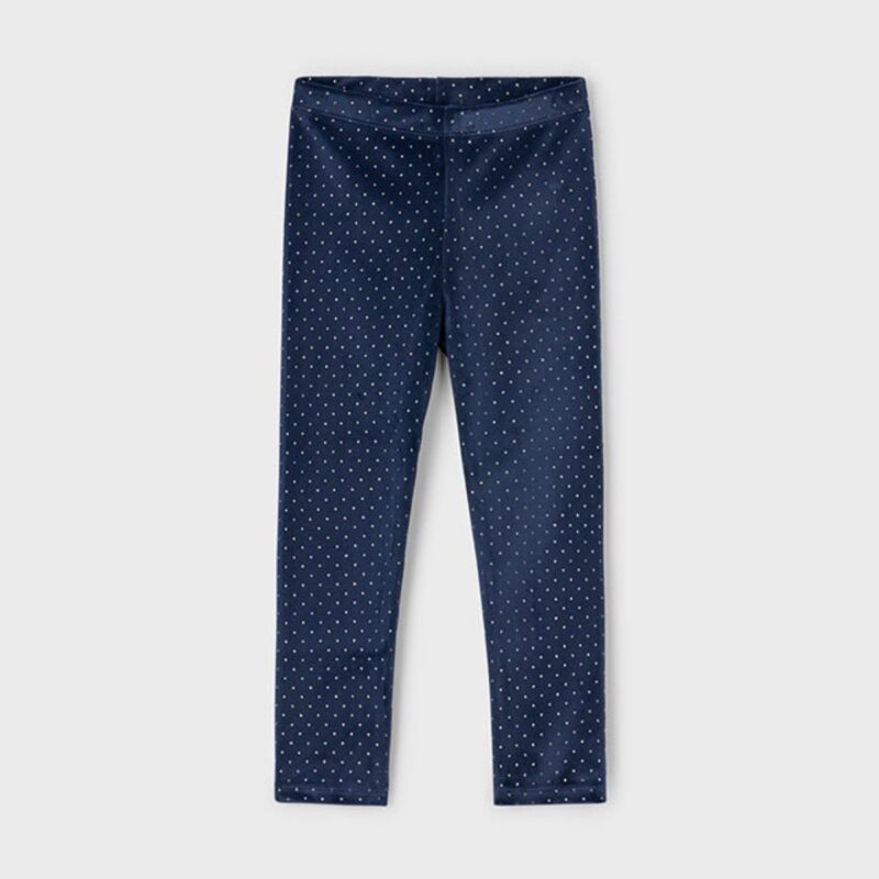 Girls Navy Velvet Leggings
