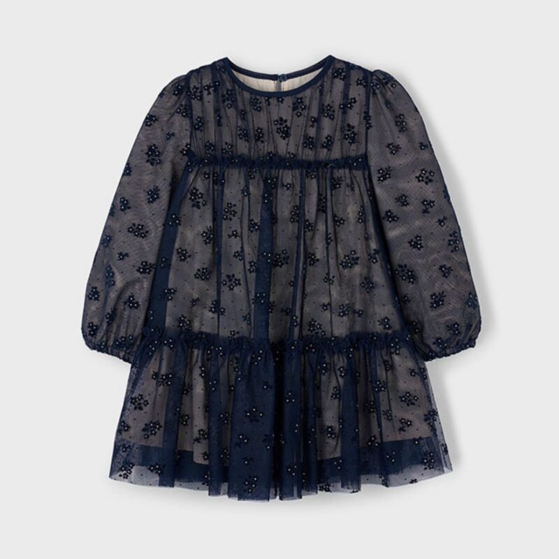 Girls Navy Tulle Dress