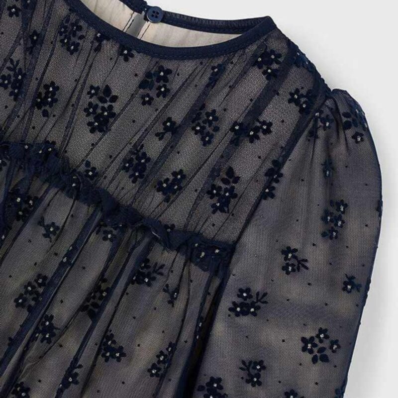 Girls Navy Tulle Dress - Image 2