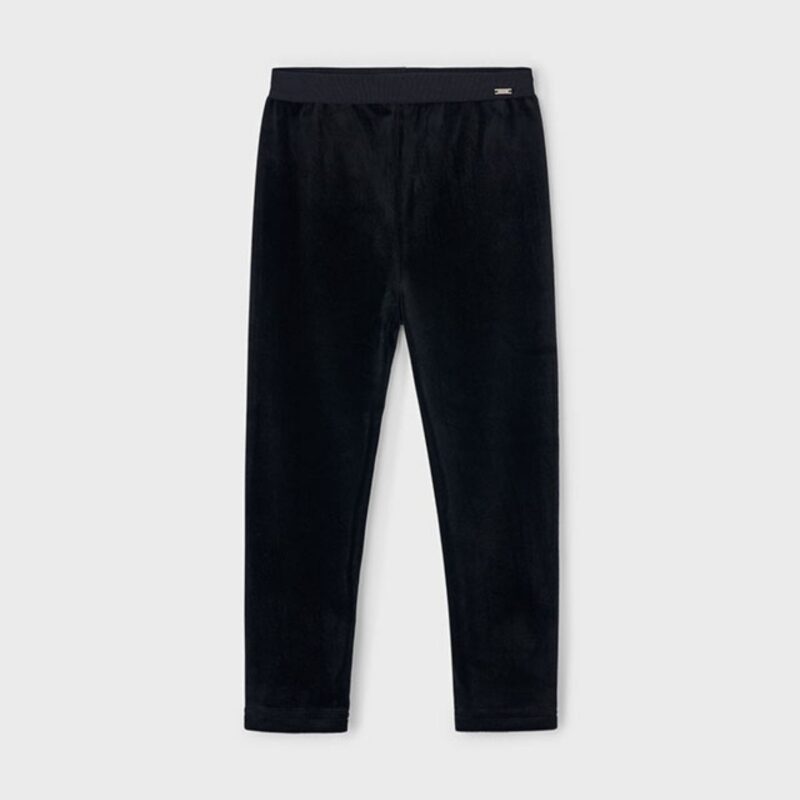 Girls Basic Black Velvet Leggings