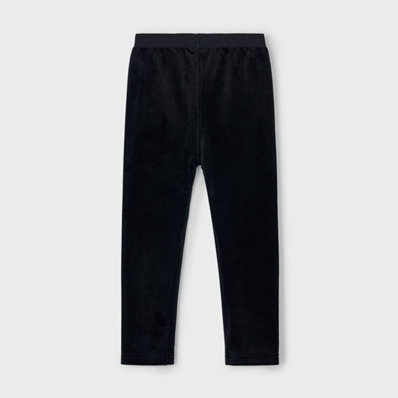 Girls Basic Black Velvet Leggings - Image 2
