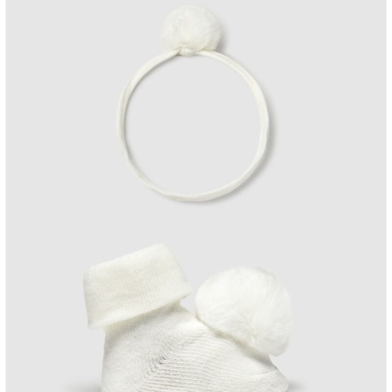 Newborn Girl Natural Headband and Socks Set