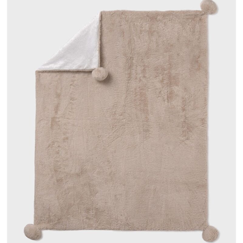 Baby Beige Pom Pom Blanket - Image 2