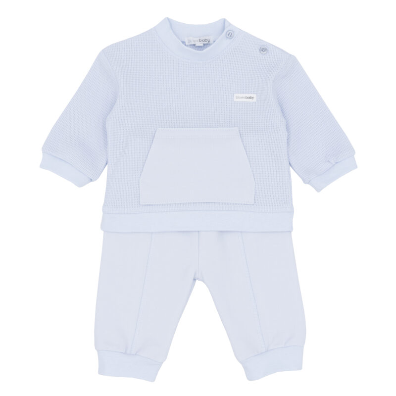 Baby Two-Piece Textured Sweat Set – Sky Blue