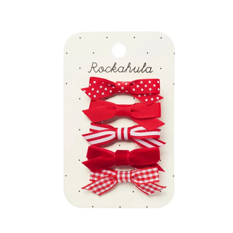 School Bow Clip Set Red