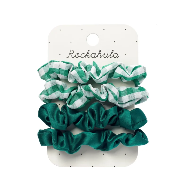 School Check and Satin Scrunchie Green Set