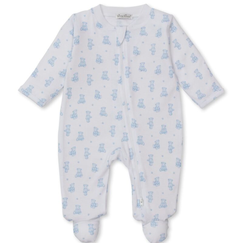 Zip Footie in Blue Teddy Bear Time