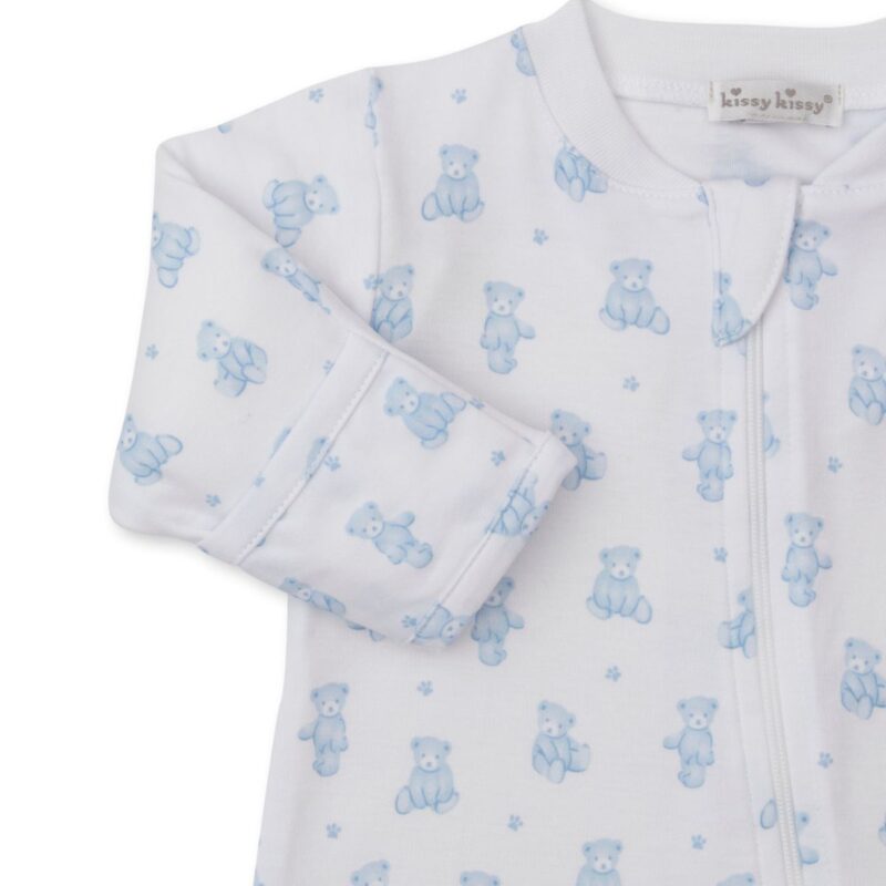 Zip Footie in Blue Teddy Bear Time - Image 2