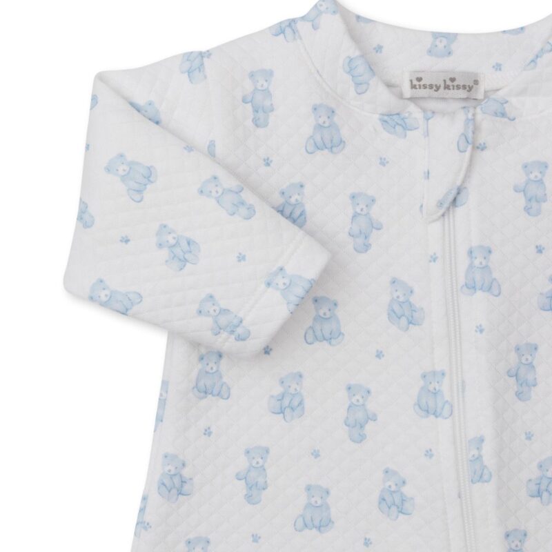 Light Blue Teddy Bear Time Zip Footie - Image 2