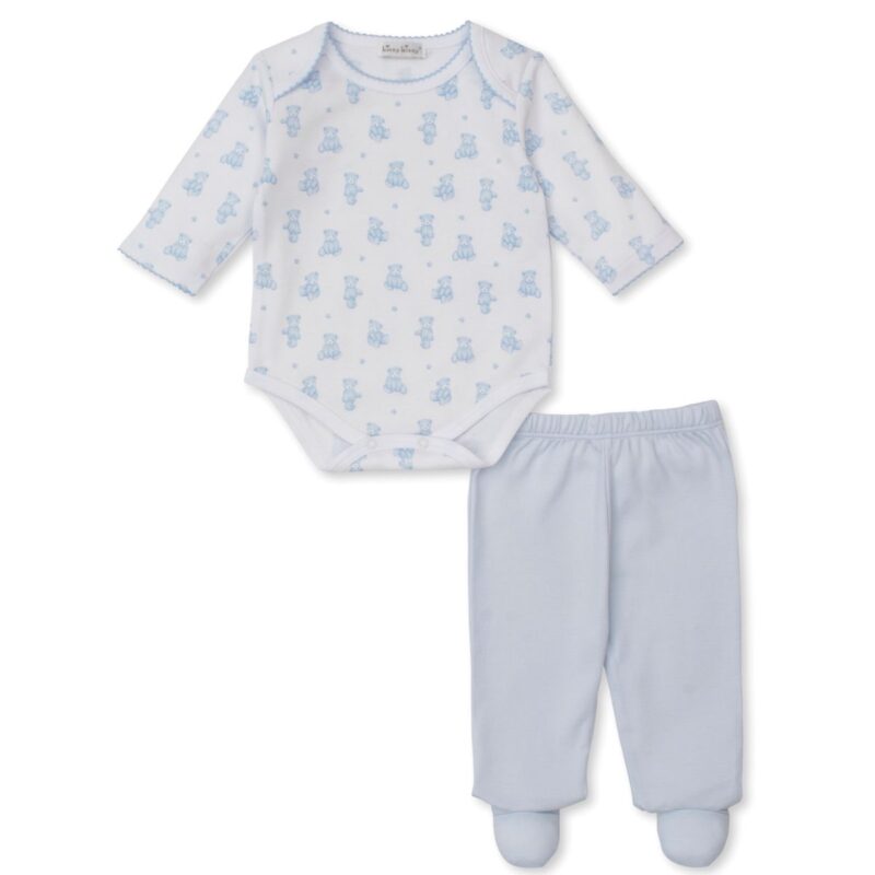 Blue Teddy Bear 2 Piece Babygrow