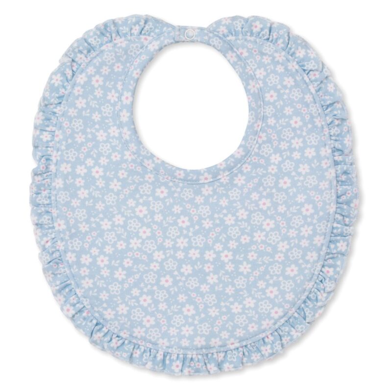 Baby Girls Blue Fall In Bloom Pima Cotton Bib