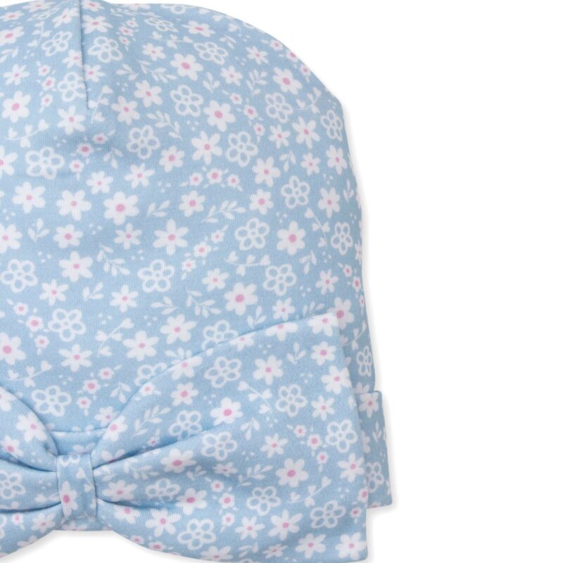 Baby Girls Light Blue Fall In Bloom Pima Cotton Hat - Image 2