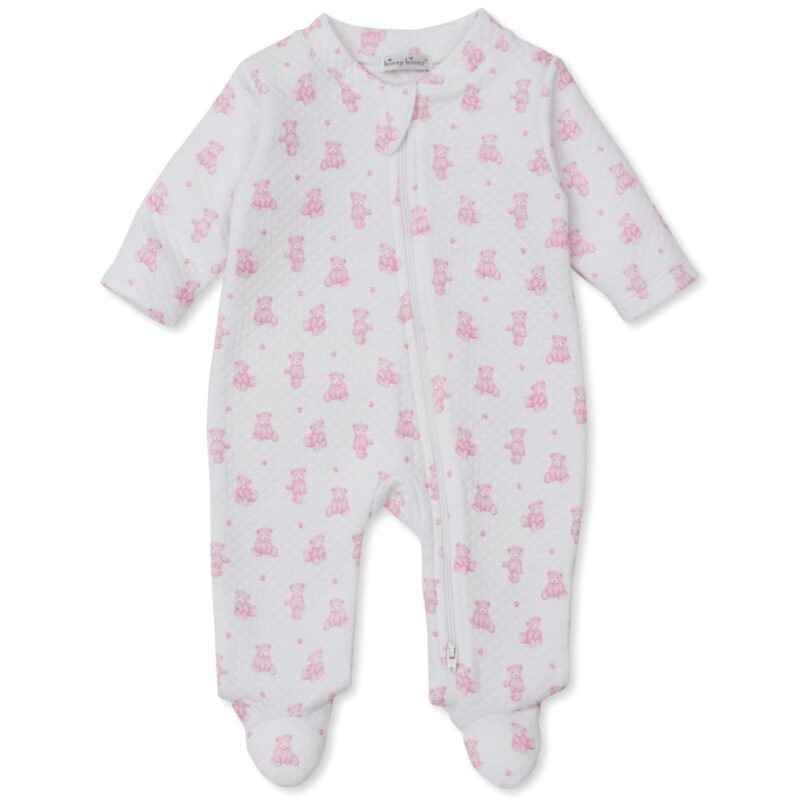Light Pink Teddy Bear Time Zip Footie
