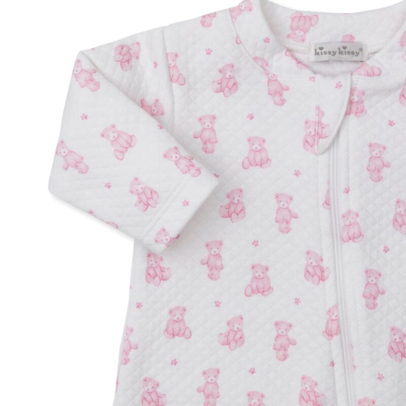 Light Pink Teddy Bear Time Zip Footie - Image 2