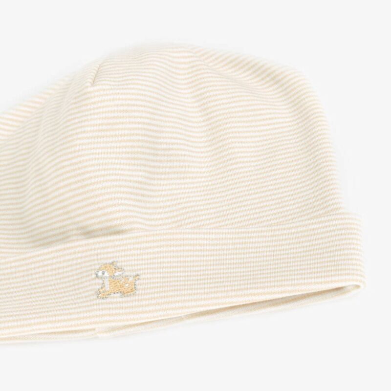 Beige Striped Pima Cotton Forest Fanfare Baby Hat - Image 2