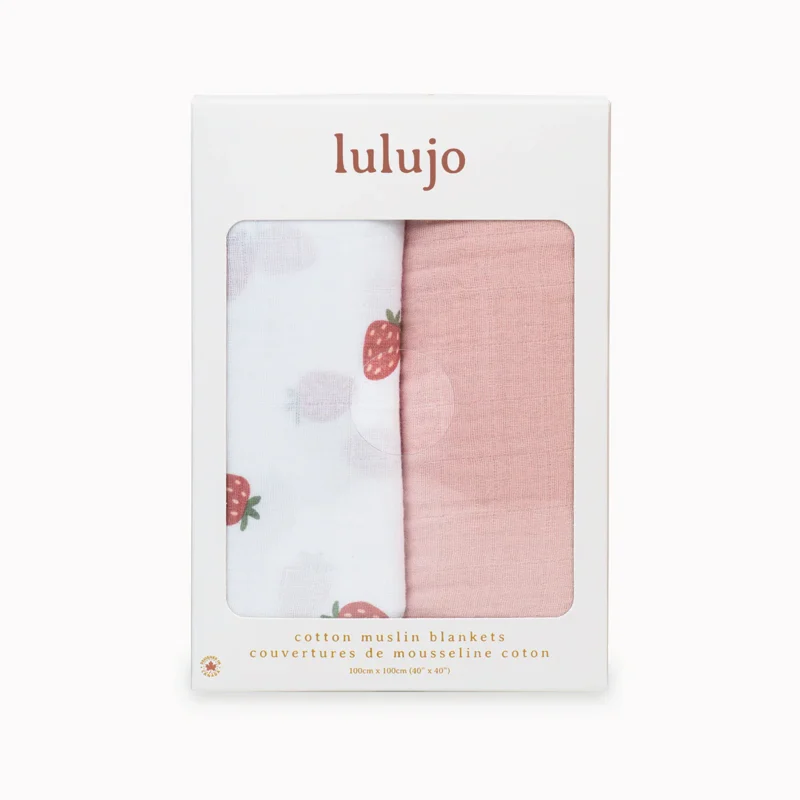 Strawberry & Ballet Slipper - Cotton Swaddle 2 Pack