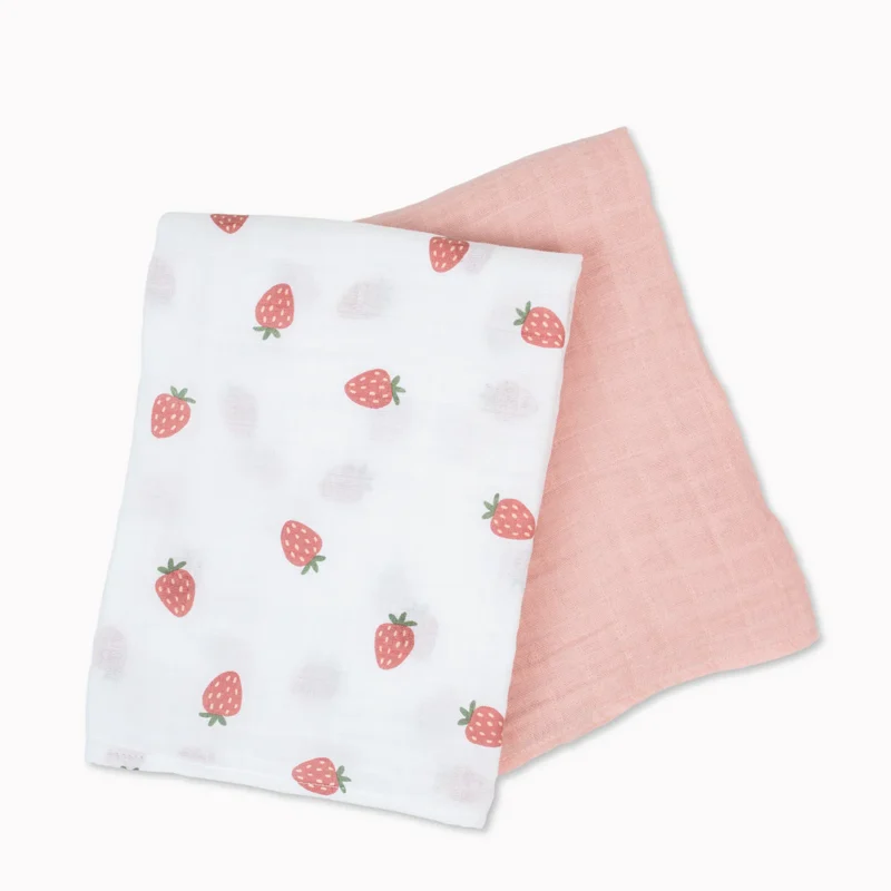 Strawberry & Ballet Slipper - Cotton Swaddle 2 Pack - Image 2