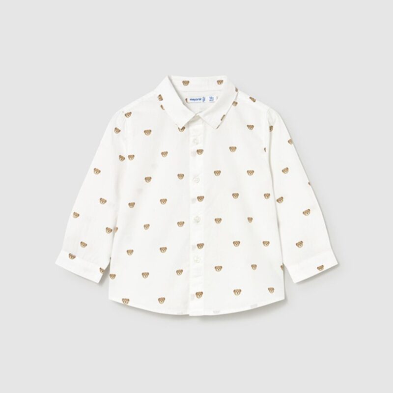 Baby Button-Up Shirt with Bear Print