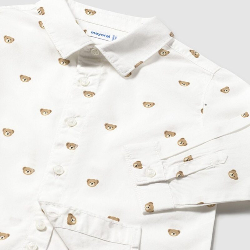 Baby Button-Up Shirt with Bear Print - Image 3