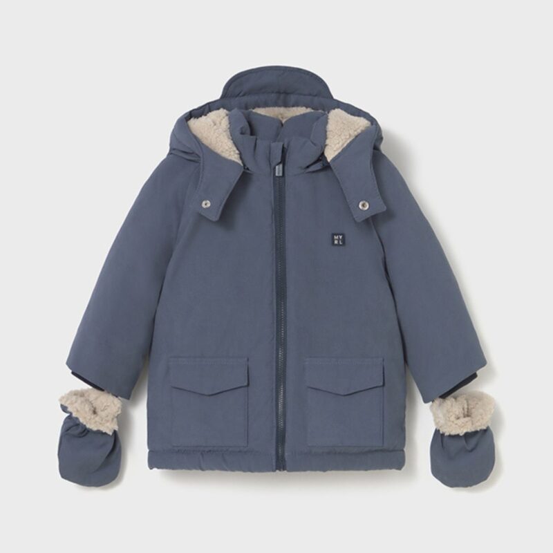 Dark Blue Coat With Mittens