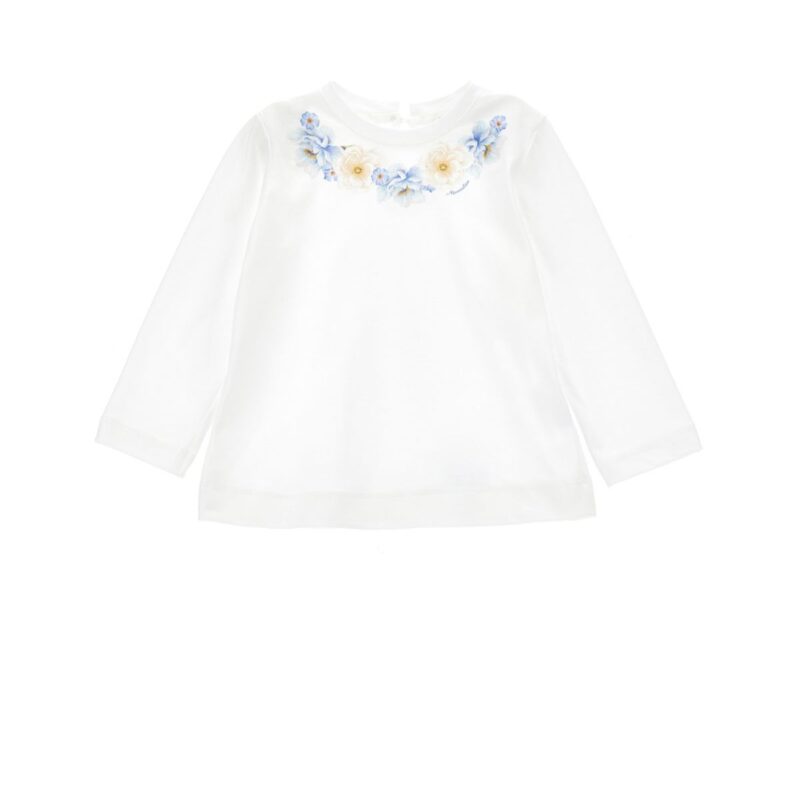 White Cotton Floral Top