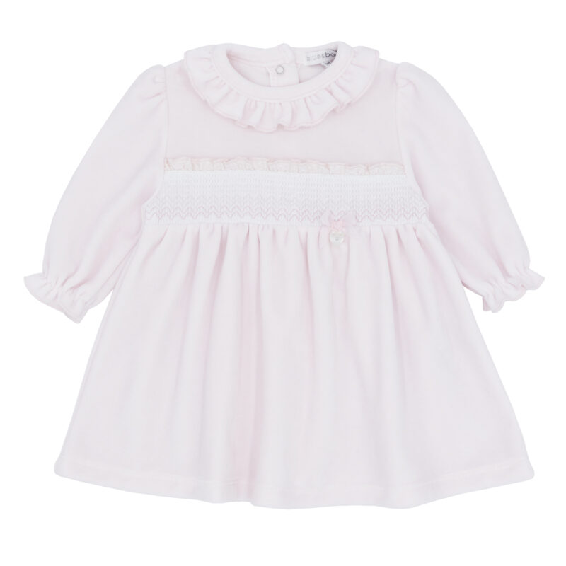 Pink Smocked Velour Dress
