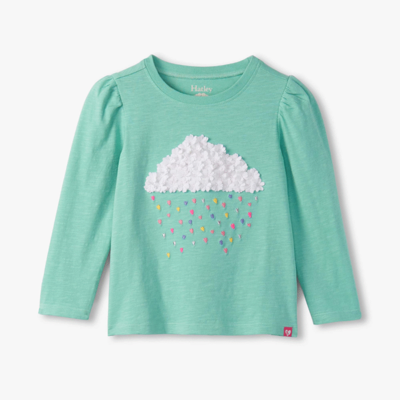 Girls Fluffy Cloud Puff Sleeve Graphic Tee