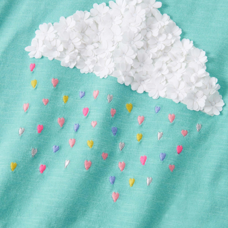 Girls Fluffy Cloud Puff Sleeve Graphic Tee - Image 3