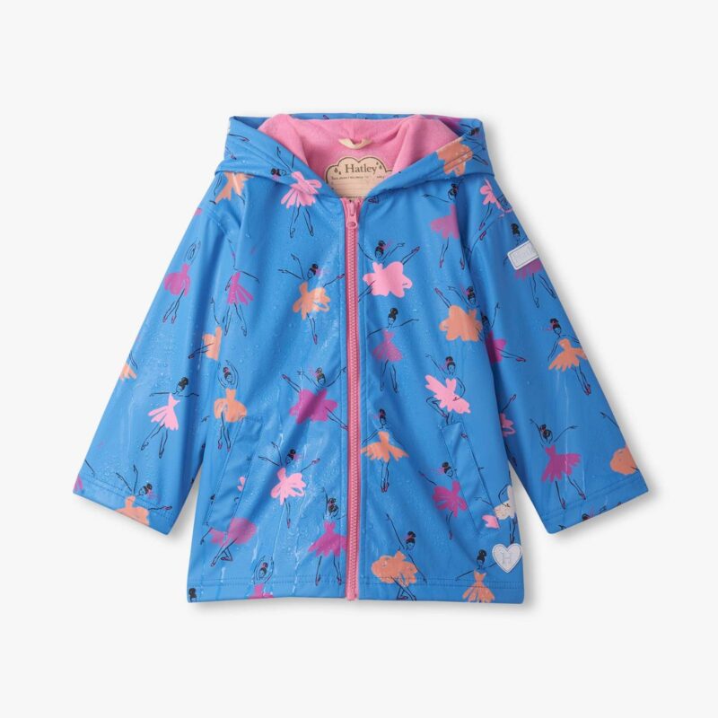 Girls Ballet School Colour Changing Zip-Up Raincoat