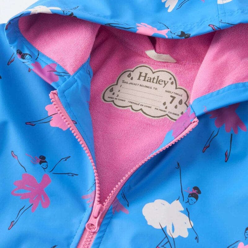 Girls Ballet School Colour Changing Zip-Up Raincoat - Image 3