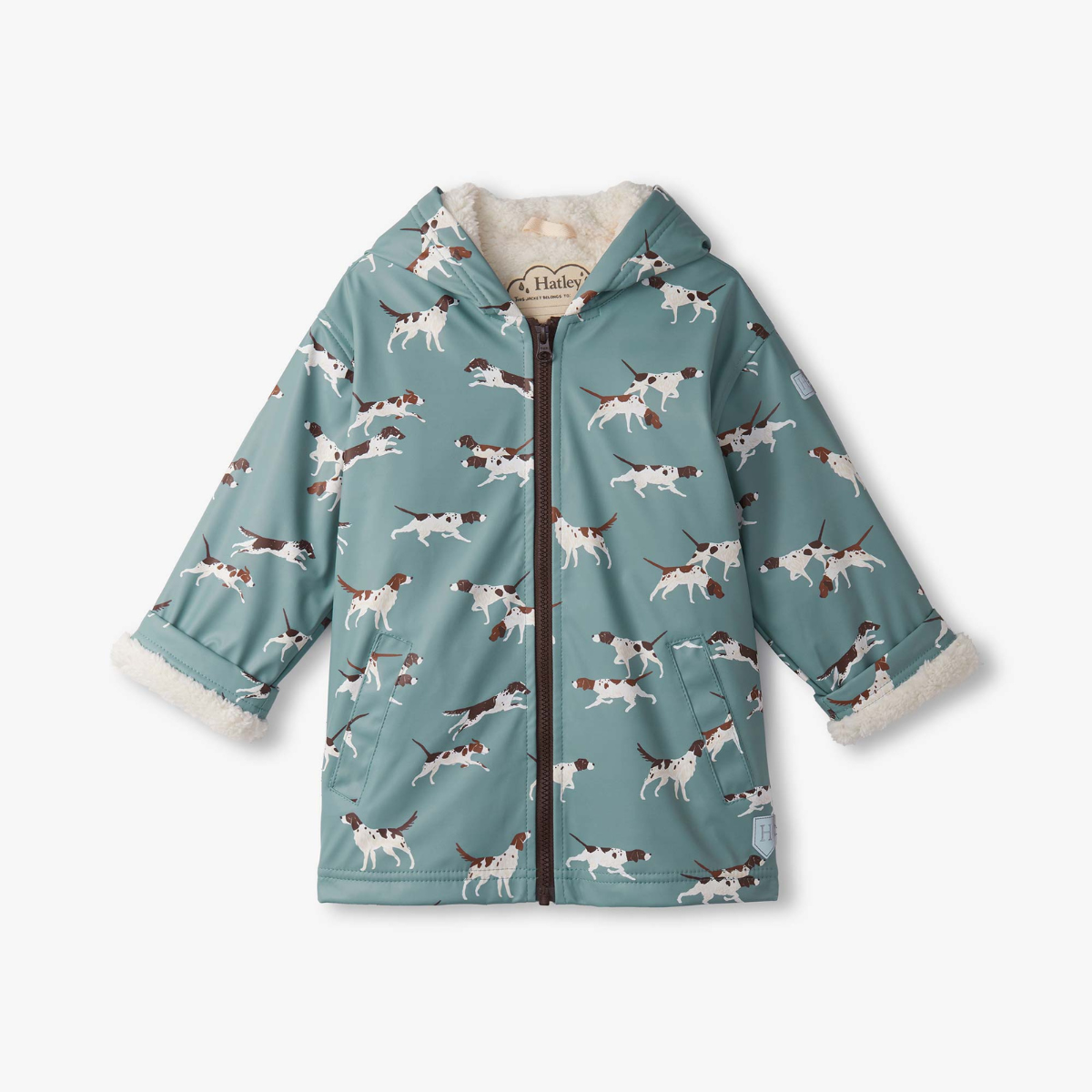 Hunting Dogs Sherpa Lined Zip-Up Raincoat
