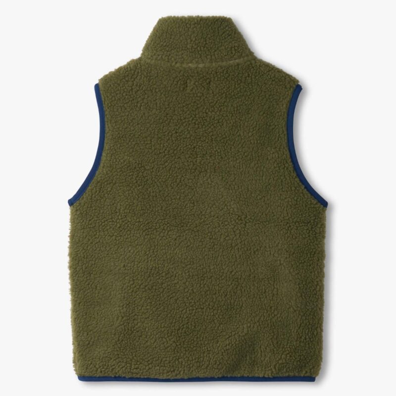 Boys Loden Green Faux Sherpa Vest - Image 2