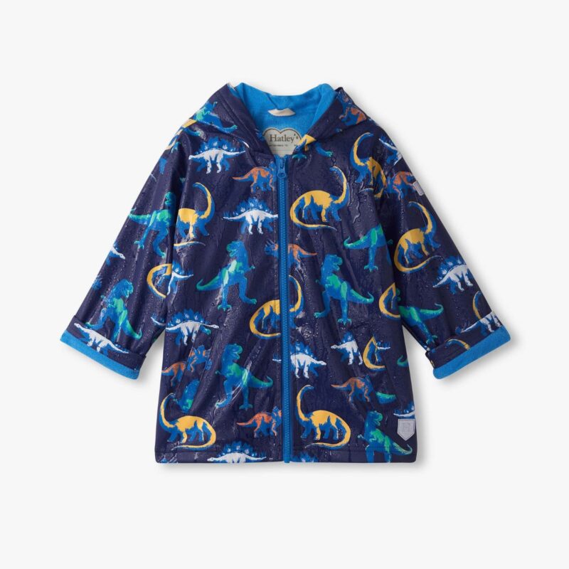 Boys Painted Dinos Colour Changing Zip-Up Raincoat