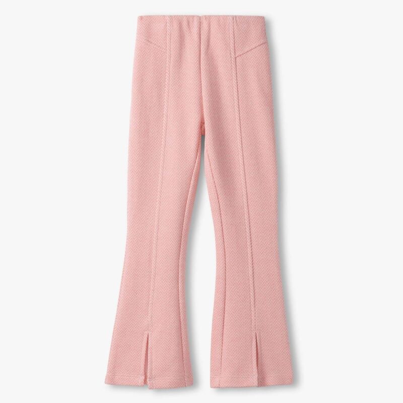 Flamingo Pink Herringbone Bell Bottoms