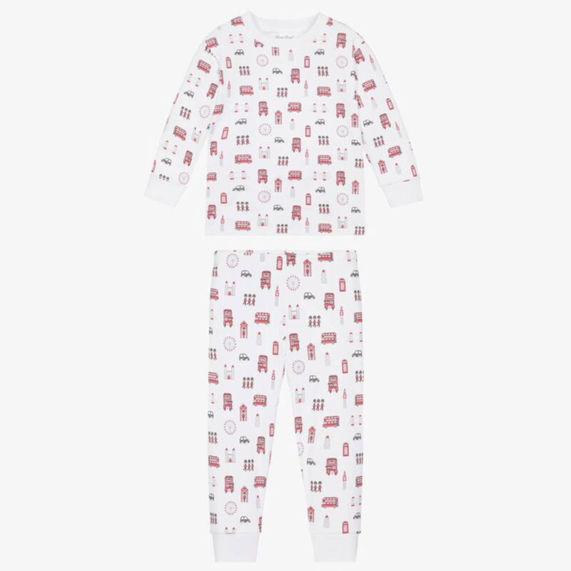 Boys White & Red Lively London Pima Cotton Pyjamas