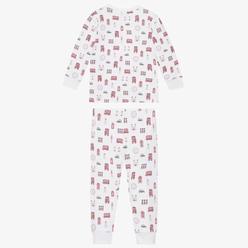 Boys White & Red Lively London Pima Cotton Pyjamas - Image 2
