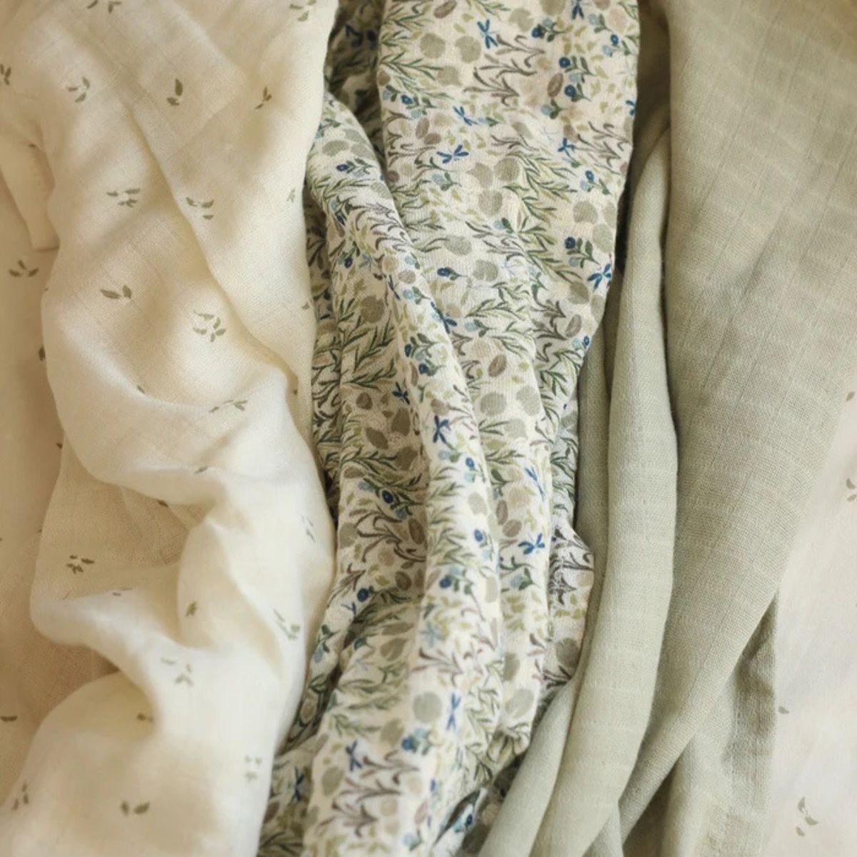 Organic Baby Muslin Squares Set of 3 - Riverbank - Image 2