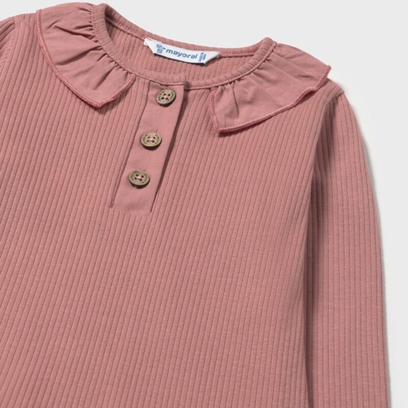 Babys ribbed polo shirt with ruffle collar - Image 3