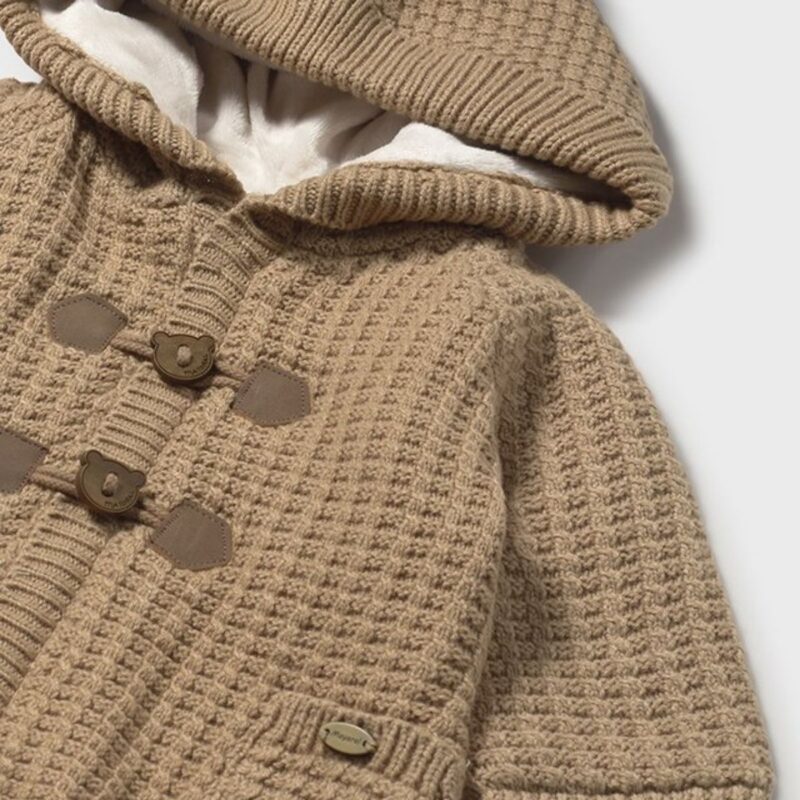 Newborn Lined Knitted Cardigan Toffee - Image 3
