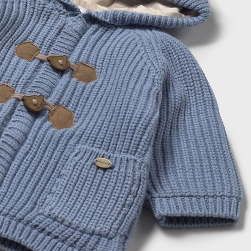 Newborn Lined Knitted Cardigan Blue - Image 3