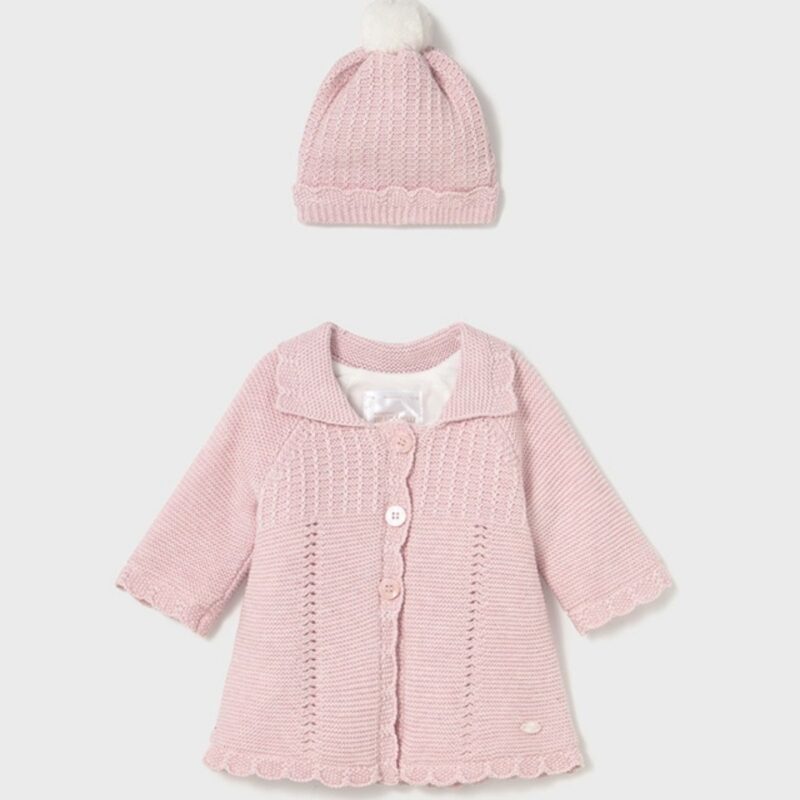 Newborn Rose Knitted Coat With Hat